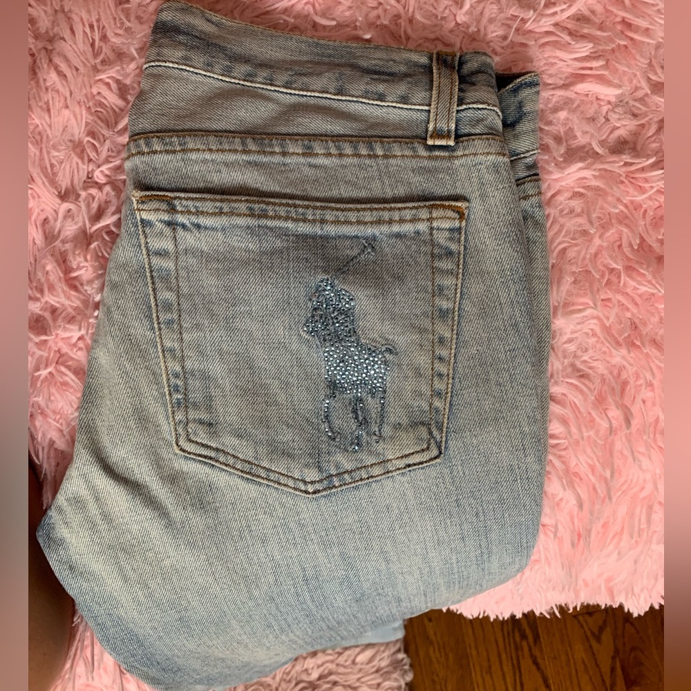 Vintage rhinestone  light wash Ralph Lauren bootcut jeans🎀👖